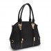 Satchel Bag w/ 2 Front Zipper Pockets - Black - BG-DH077BK